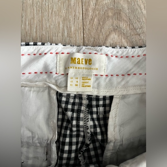 Anthropologie Maeve Essential Slim Flared Pants Black and White Gingham Crop - 6 - Picture 5 of 9